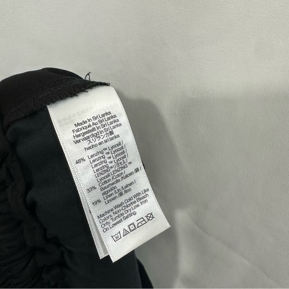 NWT Madewell Pull On Straight Wide Leg Linen Blend Pants in Drapey Twill Black - Picture 12 of 13